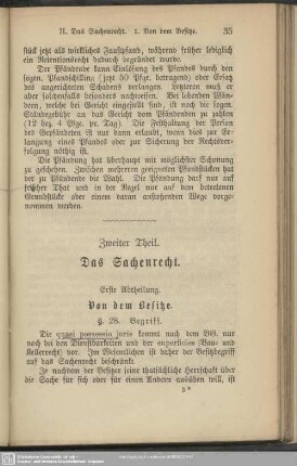 Zweiter Theil. Das Sachenrecht