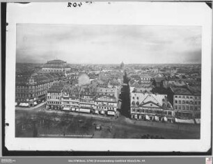 Vom Turm der Katharinenkirche nach Norden: Biebergasse 2, Neue Börse, An der Hauptwache 10-12, Große Eschenheimer Straße, Zeil 116-114 (angeschnitten)
