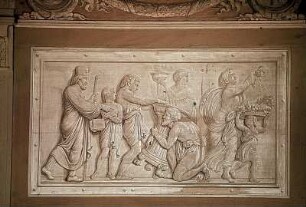 Wanddekoration mit fingierten Reliefs eines römischen Triumphzuges eines Triumphzuges
