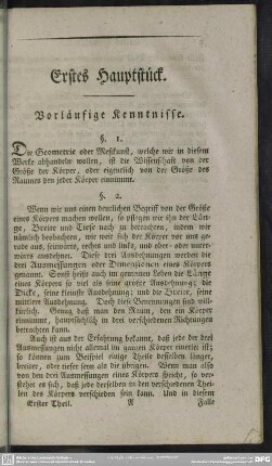 Erstes Hauptstück. Vorläufige Kenntnisse