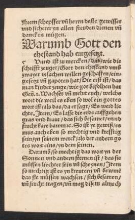 Warumb Gott den ehestand hab eingesetzt.