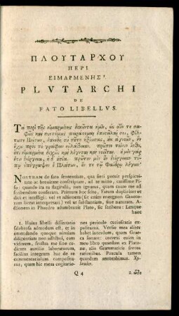 Plutarchi De Fato Libellus