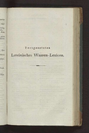 Fortgesetztes Lateinisches Waaren-Lexicon.