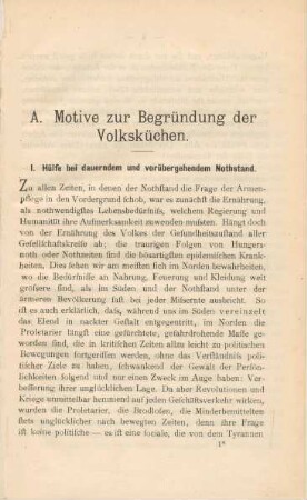 A. Motive zur Begründung der Volksküchen