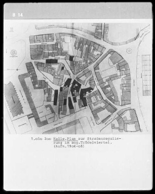 Plan zur Straßenregulierung im sogenannten Trödelviertel