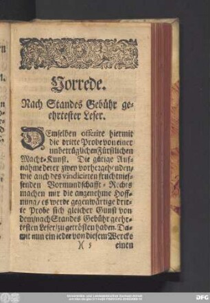 Vorrede. Nach Standes Gebühr geehrtester Leser.