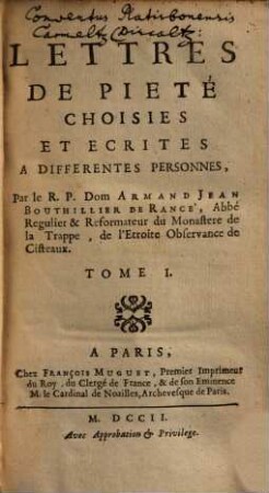 Lettres De Pieté : Choisies Et Ecrites A Differentes Personnes. 1