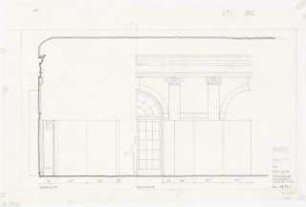 Ausstellung in der Orangerie im Schloss Charlottenburg, Berlin-Charlottenburg: Stellwände: Ansichten, Schnitt 1:20