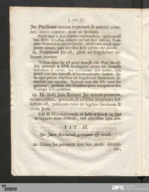 Tit. II. De Jure Naturali gentium & civili.