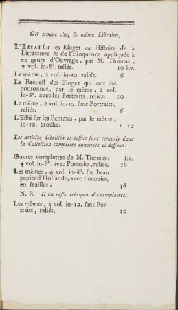On trouve chez le même Libraire. / Les articles détaillés ci-dessus sont compris dans la Collection complette annoncée ci-dessous: