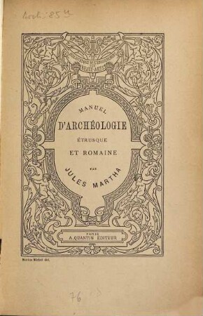 Manuel d'archéologie étrusque et romaine