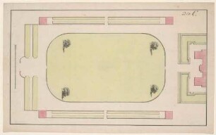 Entwurf für den Platz vor dem Palais im Großen Garten, Grundriss, dazugehöriges Schaubild C 4293