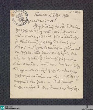 Brief von Hans Thoma an Unbekannt vom 27.07.1906 - K 3447