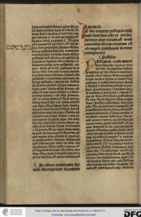 Postilla. Postquam consummati sunt dies octo, Luce ii. Ante initium illius evangelii scribit sanctus Lucas quod reversi sunt pastores...