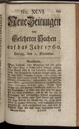 No. XCVI. Leipzig, den 1. December. - No. CIV. Leipzig, den 29. December.