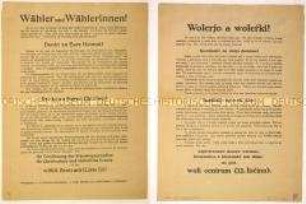 Zweisprachiger deutsch-polnischer Wahlaufruf der Sächsischen Zentrumspartei anlässlich der Landtagswahlen Mai 1929