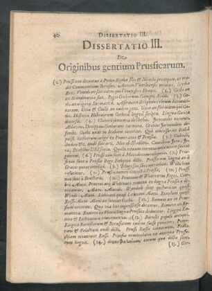 Dissertatio III. De Originibus gentium Prussicarum.