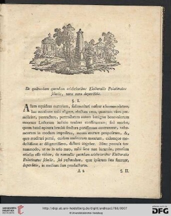 De quibusdam quondam celebrioribus Electoralis Palatinus scholis, nunc vero deperditis (§. I. - §. IX.)