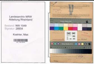 Entnazifizierung Max Koehler , geb. 20.06.1892 (Technischer Angestellter)