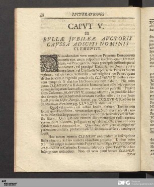 Capvt V. De Bvllæ Jubileæ Avctoris Cavssa Adsciti Nominis Clementis.