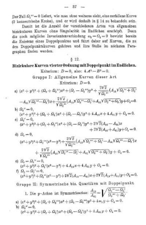 § 12. Bizirkulare Kurven vierter Ordnung mit Doppelpunkt im Endlichen