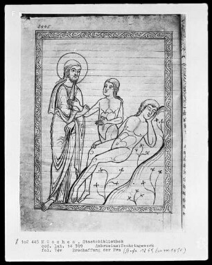 Ambrosius, Hexaemeron — Sechster Schöpfungstag: Die Erschaffung der Eva, Folio 74verso