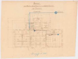 Kranken- und Siechenhaus, Brüssow Gültiger Ausführungsentwurf: Wasserversorgung, Grundriss Keller 1:100