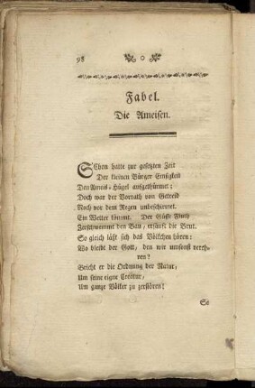 Fabel. Die Ameisen.