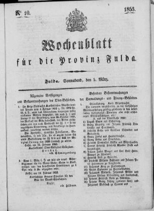 Nr. 10, Ausgabe vom 5. März 1853
