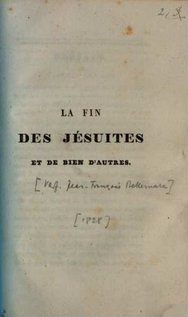 La Fin des Jésuites et de bien d'autres