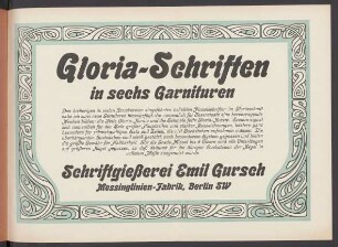 Gloria-Schriften : in sechs Garnituren