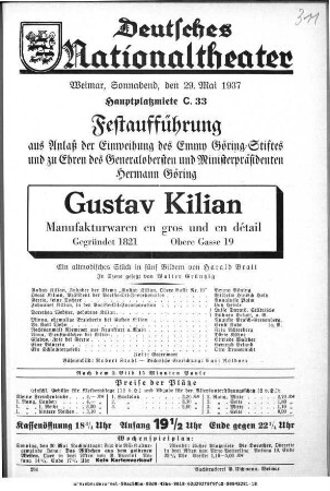 Gustav Kilian Manufakturwaren en gros und en détail Gegründet 1821 Obere Gasse 19