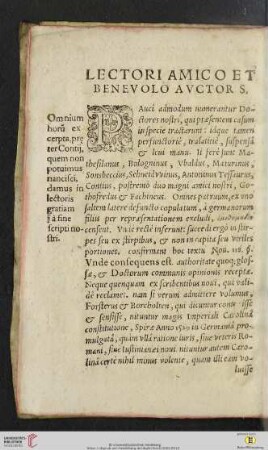 Lectori amico et benevolo auctor S.