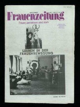 Frauenzeitung : Frauen gemeinsam sind stark ; Lesben in der Frauenbewegung (1975)7/8