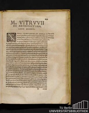 M. Vitruvii De Architectura, Liber Decimus.