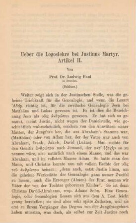 124-148 Ueber die Logoslehre bei Justinus Martyr : Artikel II
