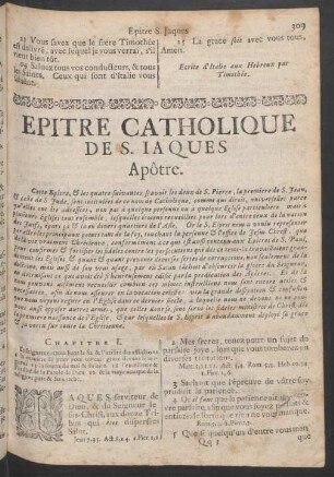 Epitre Catholique De S. Jaques Apôtre