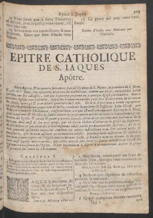Epitre Catholique De S. Jaques Apôtre