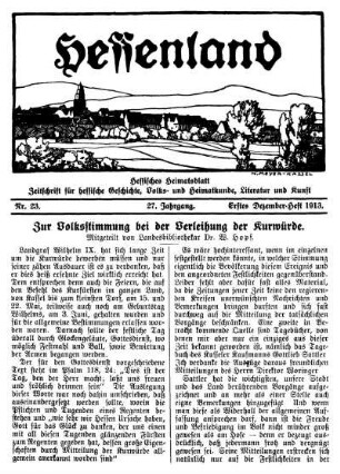 Nr. 23, Erstes Dezember-Heft 1913