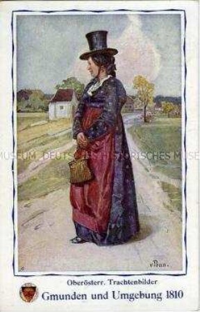 Gmundener Tracht um 1900, Postkarte des Deutschen Schulvereins Nr.270