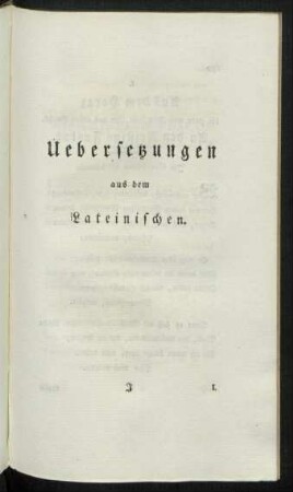 Uebersetzungen aus dem Lateinischen.