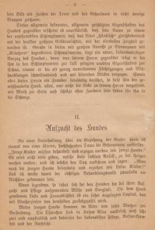 II. Aufzucht des Hundes