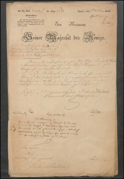 Erlasse des Königlich Bayerischen Bergamtes Kaiserslautern an den
                        Obersteiger in Odenbach betr. Materialbedarf etc.