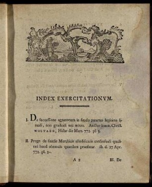 Index Exercitationum.