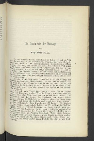 Die Geschichte der Massage