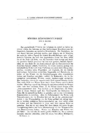Höheres Mädchenschulwesen : (Fortsetzung)