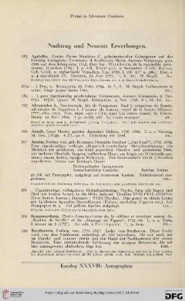 Nachtrag und Neueste Erwerbungen (Nr. 283 - 360)