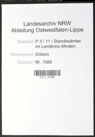 Sterberegister Standesamt Dützen