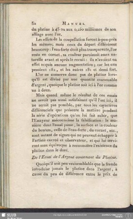 De l'Essai de l'Argent contenant du Platine