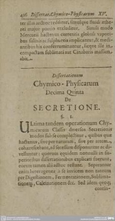 XV. De SECRETIONE.